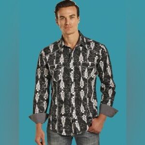 Panhandle Slim Rock &Roll Cowboy Size Medium Aztec Design Shirt Size Medium